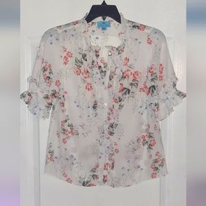 Cece floral print blouse size Small